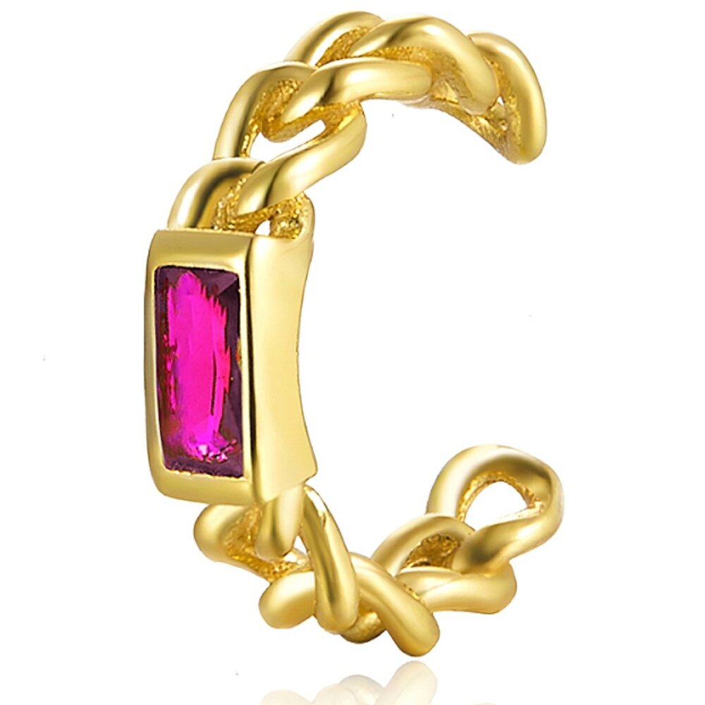 Gold covered 925 Sterling Silver ear cuff clip Chain style earcuff earring